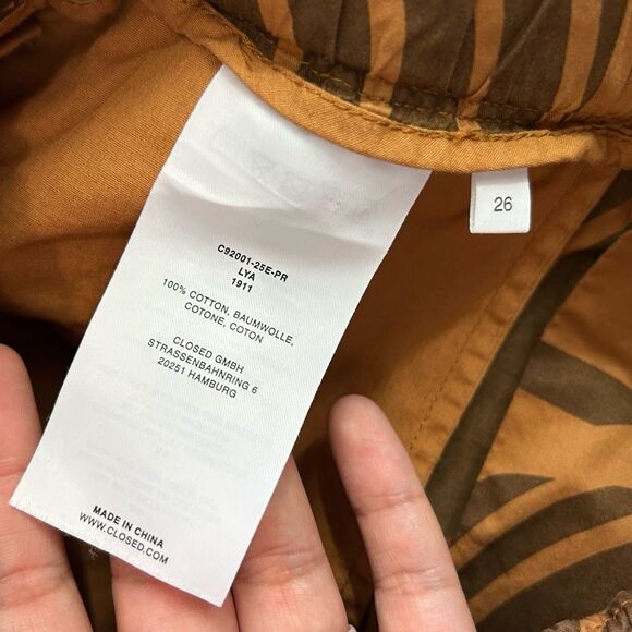 Closed Tie Waist Zip Up Neutral Tropical Abstract Printed Shorts Sz 26 - Picture 9 of 11